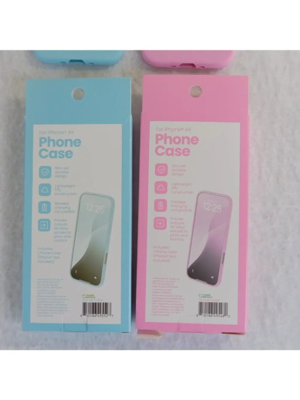 2-Pack Slim TPU Phone Case for iPhone Air Blue Pink Wireless Charging Compatible